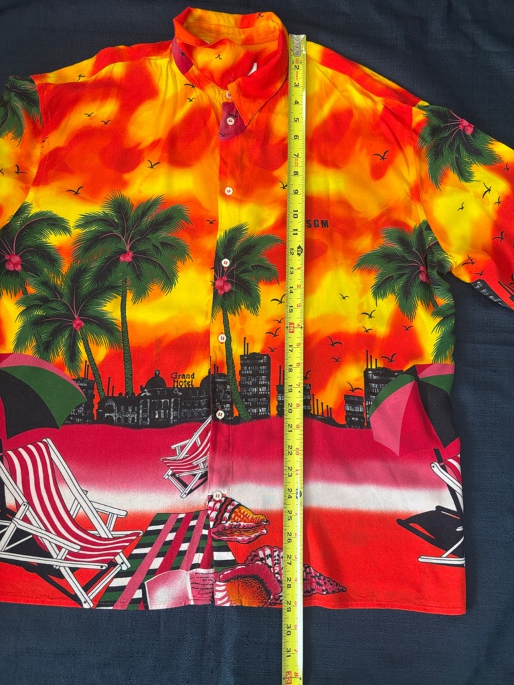 MSGM Red and Yellow Tropical Palm Print Button-Down Shirt - Picture 4 of 9
